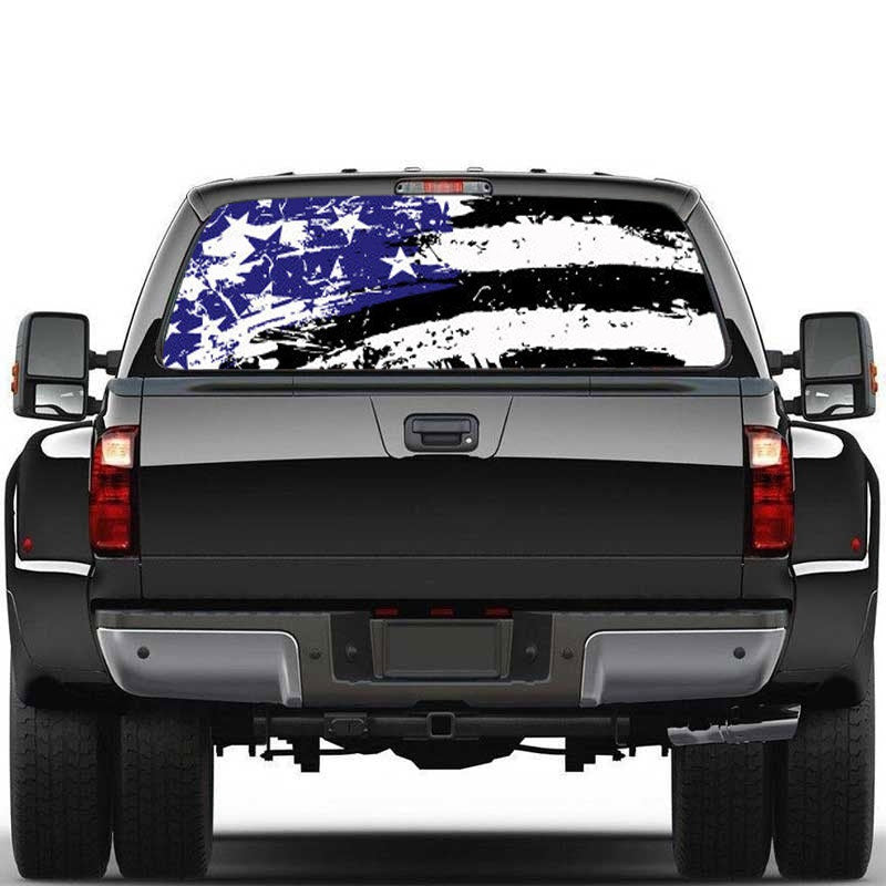 Flag Distressed Vintage Perforated Rear Window Decal Graphic Truck SUV Sticker