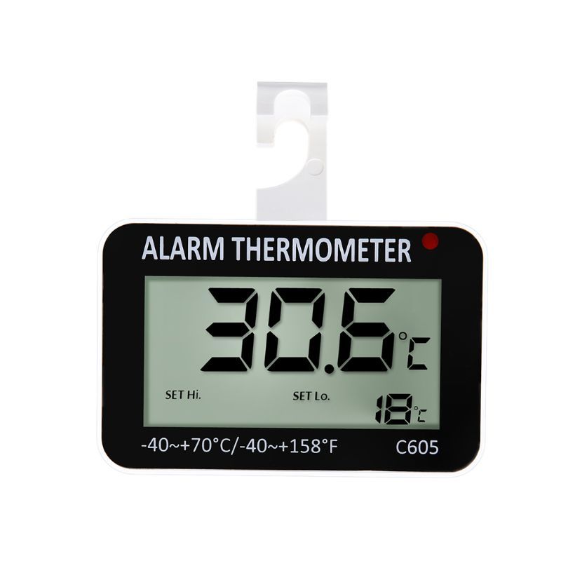 Button Magnetic Digital Alarm Thermometer for refrigerator freezer with high &low temperature Alarm Battery included
