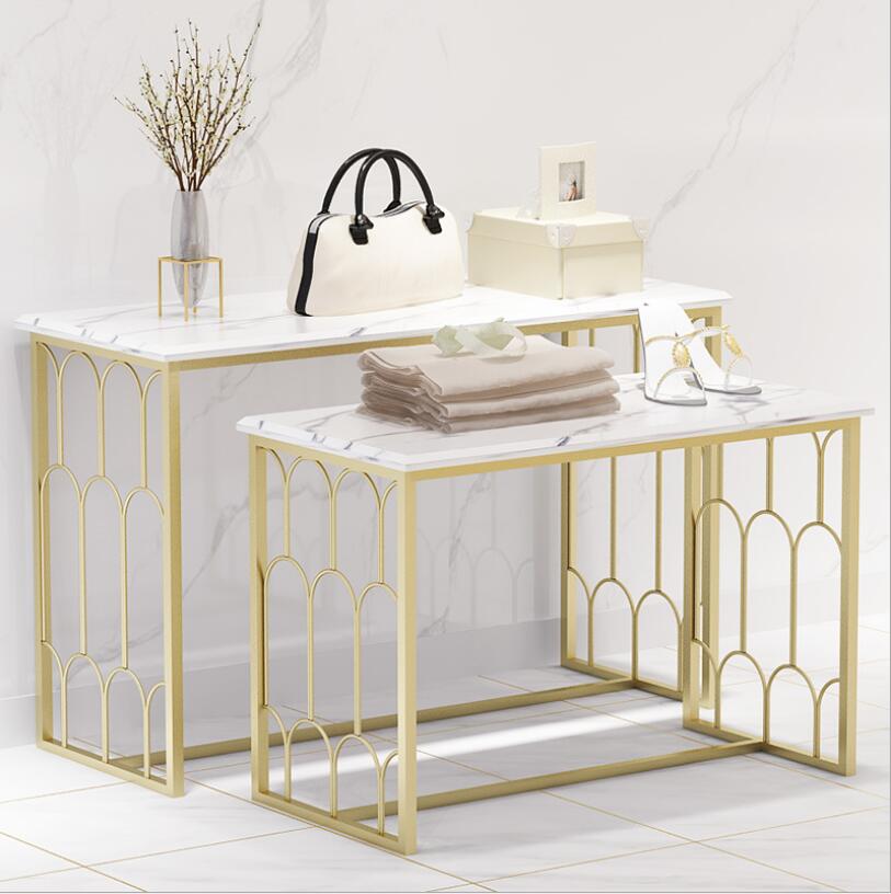 Window display table Commercial Furniture of clothing store women&#039;s clothes exhibition rack nano gold solid wood water tables
