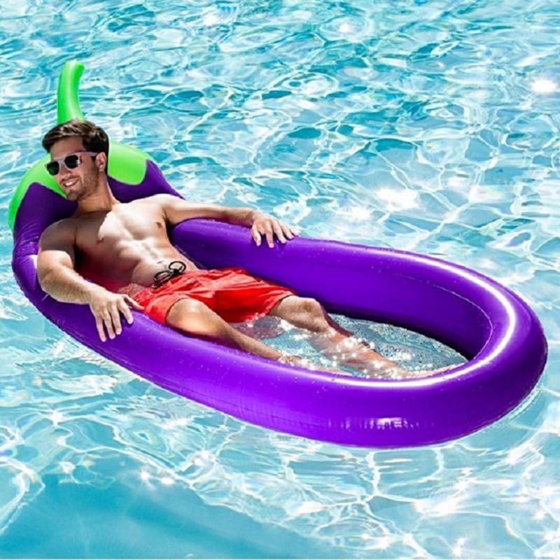 Summer Swimming Pool Floating Inflatable Eggplant Mattress Ring Circle Island Cool Water Party Toy Boia Piscina Child Floats & Tubes