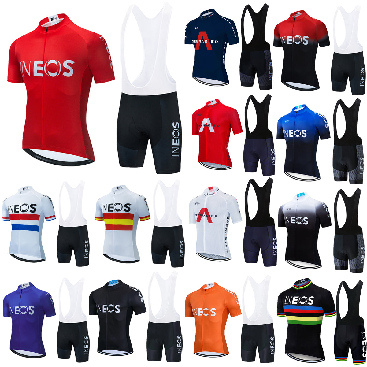 Tour De France 2021 Pro Team INEOS Cycling Jersey Kit Men&#039;s Summer Quick Dry Bicycle Clothing MTB Bike Jersey Bib Shorts Suit
