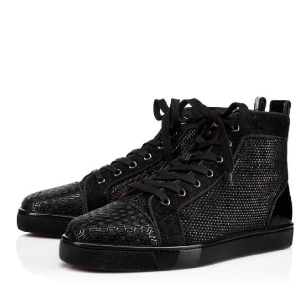 Red Bottom Casual Shoes High-top Luxury Designer Orlato Men s Flat Black Patent Leather With Fishnet Glitter Walking Sneakers Outdoor Footwear