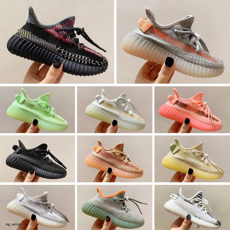 Designers Kids Shoes 2021 Kanye Toddlers Trainers v2 Clay Black Triple White Antlia Children Sneakers Boys Girls Athletic Outdoor Shoe Size 25-35