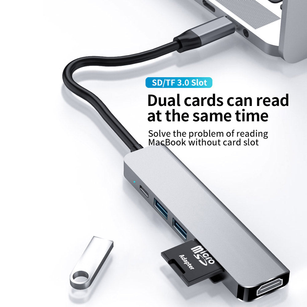 USB C HUB Type-c To HDMI-conpatible PD Card Reader 6 IN 1 Docking Station For MacBook Pro Huawei Mate 30