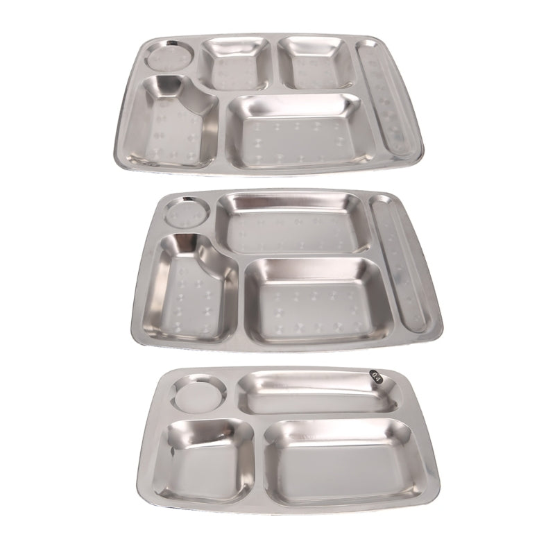 Rvs Children Righteous Dinner Plates Distributed Dinner Tray Lunch Container Food Plate For School canteen 3-4-5 Section