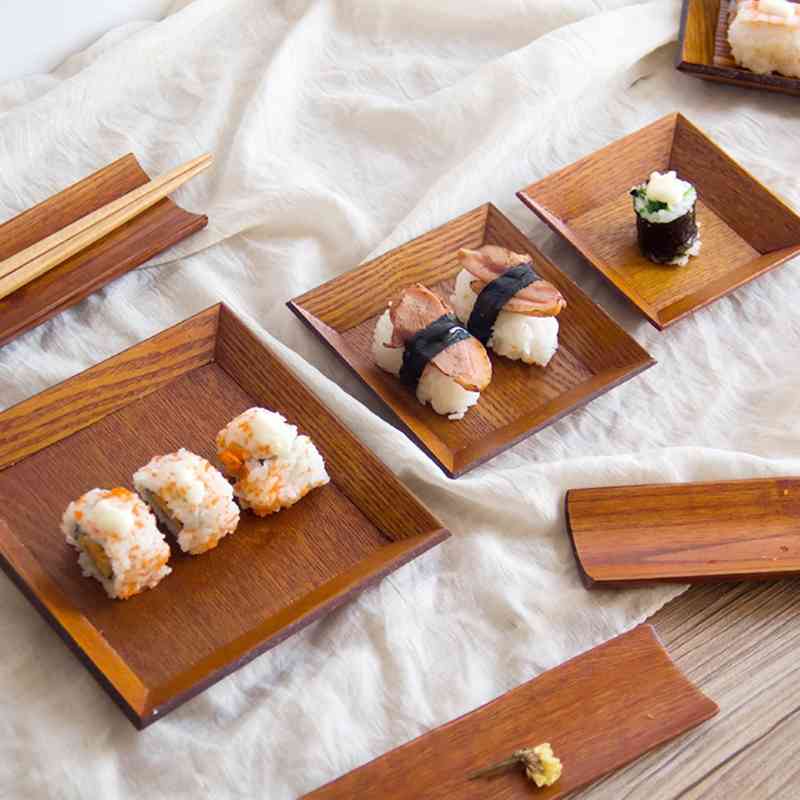 Square Wooden plate Snack Dried fruit Dessert Sushi Pie Servies Home