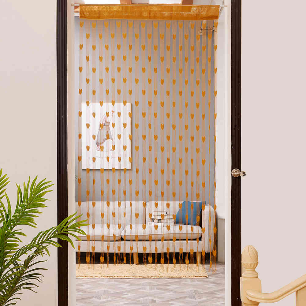 50x200cm love heart rope window curtain valance window or door sheer curtain valance curtains