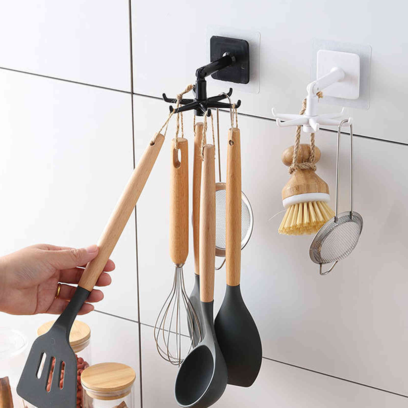 1-2 Past kitchen hooks Supporting gadgets kitchen support 360 rotary hangers of auxiliary bath accessories attached to the wall
