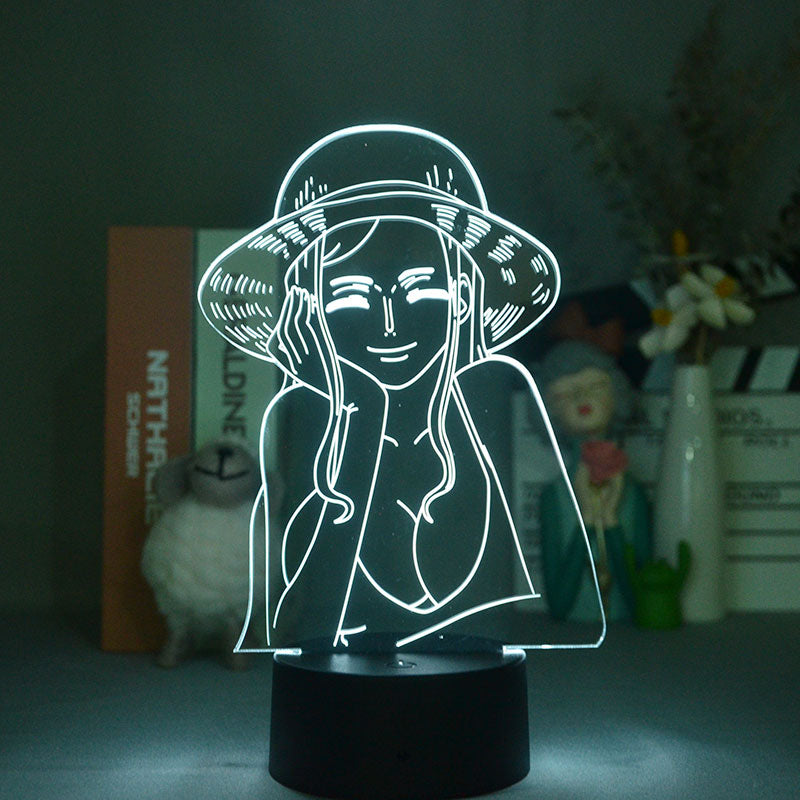 3D Night Light Plug In LED Desk Lamp RGB Nightlight One Piece Nico`Robin Bluetooth Speaker Room Decoration Anime Fans Gift