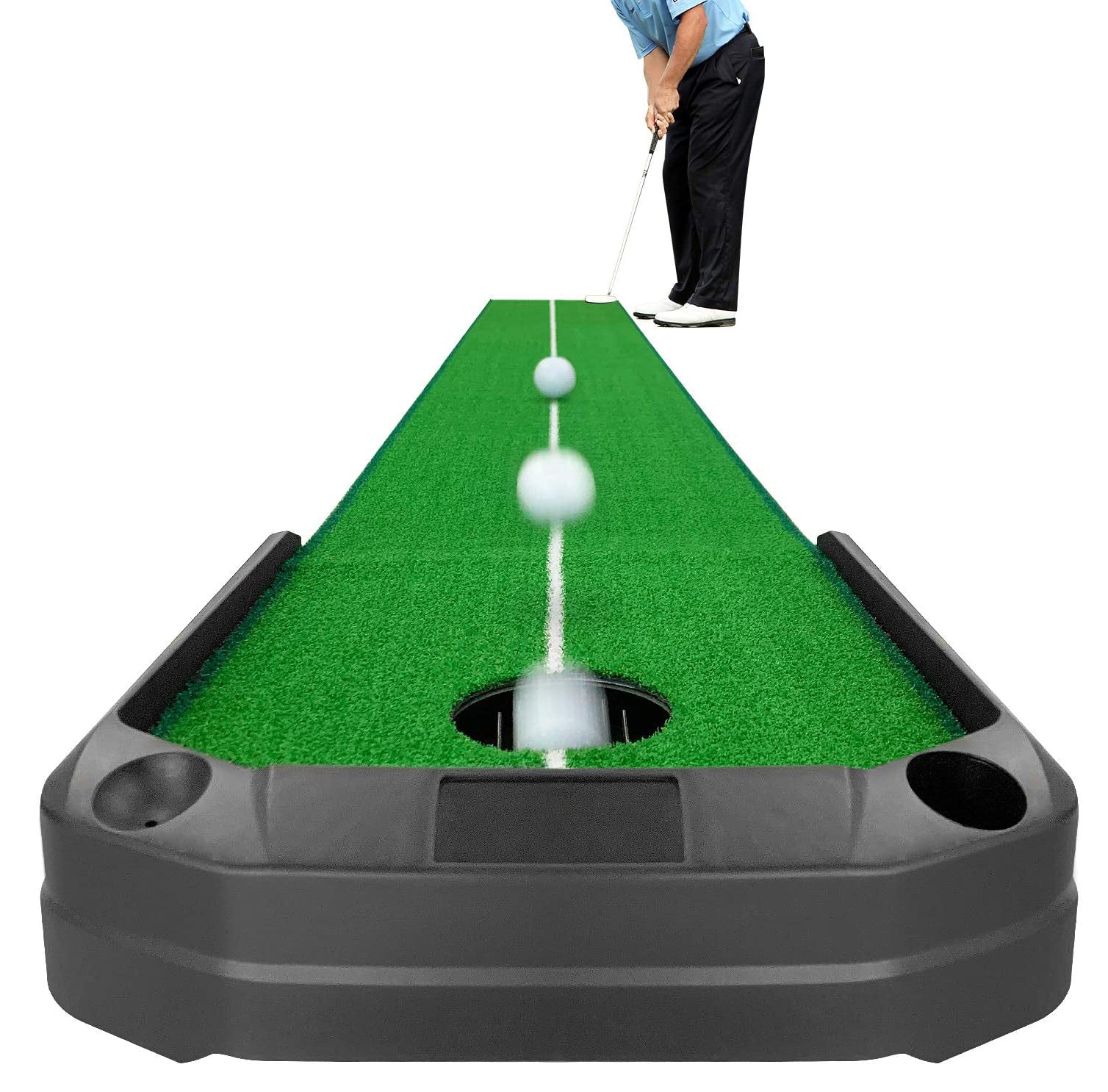 Golf Putting Green Mat Indoor and Outdoor Trainer with Auto Ball Return System for Gifts Game Home Backyard Office