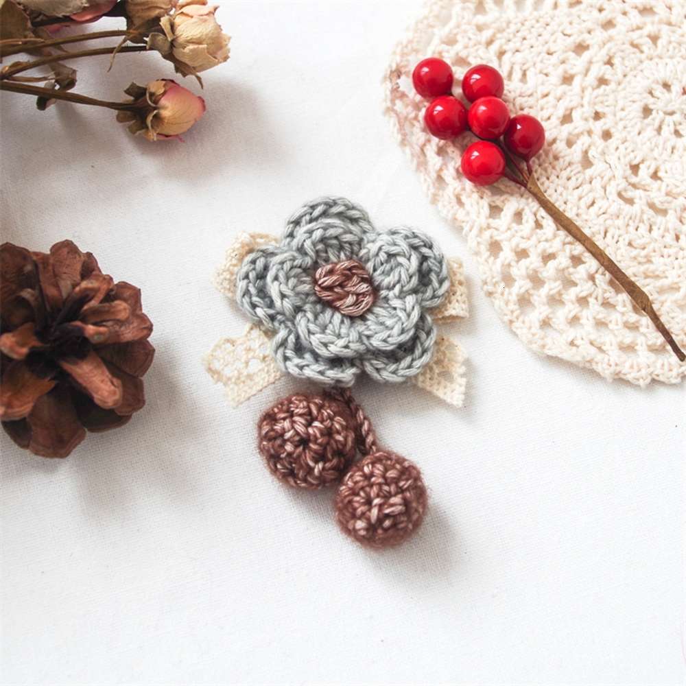 2020 new foam wool flower cherry lace Brooch knitting cotton accessories