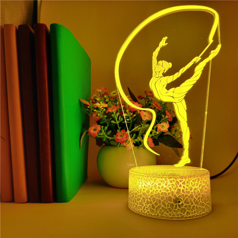 Sport Night Light LED Nightlight 3D Touch Switch Artistic gymnastics Desk Lamp Bluetooth Speaker Room Party Decor Kids Fans Gift