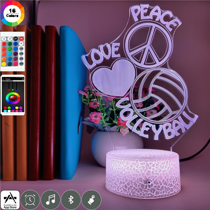 Volleyball Desk Lamp 3D LED Night Light Touch Switch Nightlight Smart Phone Control Sports Fans Kids Gift for Room Party Decor