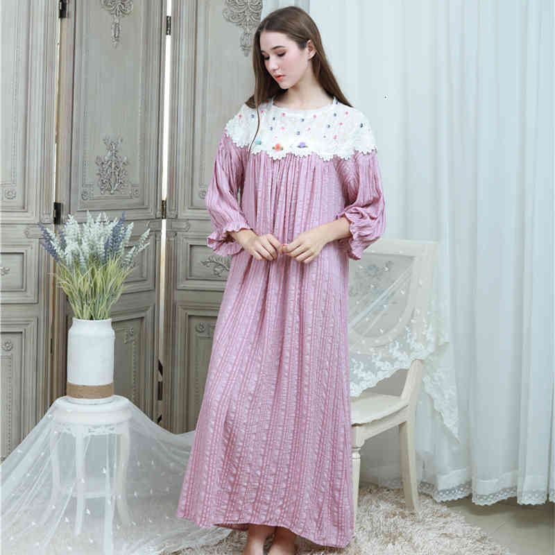 Women&#039;s Sleepwear Big Size Nightgown Women Vintage Home Sleep Lounge Night Female Full Length Nighties Pregnant Woman UJWJ