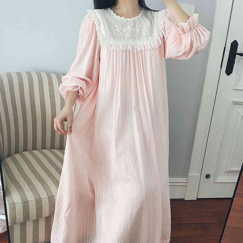 Women&#039;s Sleepwear Ladies Nightgown Night Vintage Long Sleeves Homewear Sweet Woman Princess Nightgowns Autumn ILSC