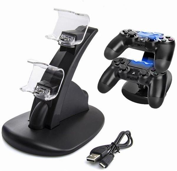 LED Ps4 Dual Charger Dock Mount USB Charging Stand For PlayStation 4 Gaming Wireless Controller With Retail Box