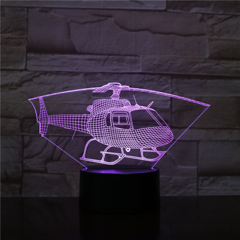 Decorative Nightlight Acrylic Night Light LED Helicopter 3D Desk Lamp Color Changing Bluetooth Base Kids Friends Birthday Gift