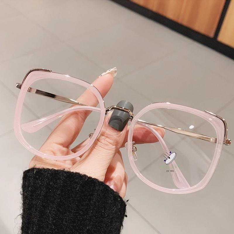 Fashion Oversized Square Women Glasses Frame Vintage Clear Anti-Blu-Ray Eyewear Men Optical Pink Computer Goggle Sunglasses Frames