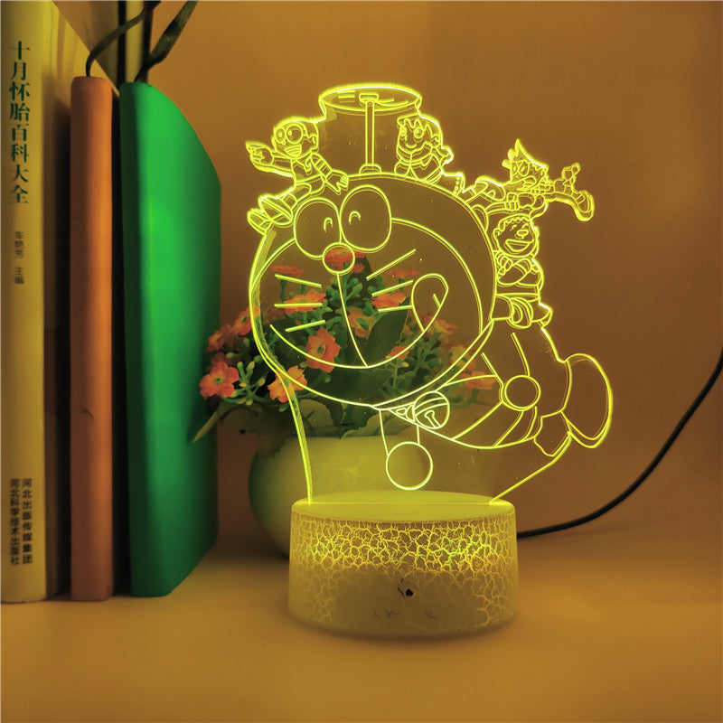 Doraemon Night Light Plug In 3D LED Kids Room Desk Lamp Smart Phone Control Nightlight Cartoon Girly Decoration Home Decor Gift