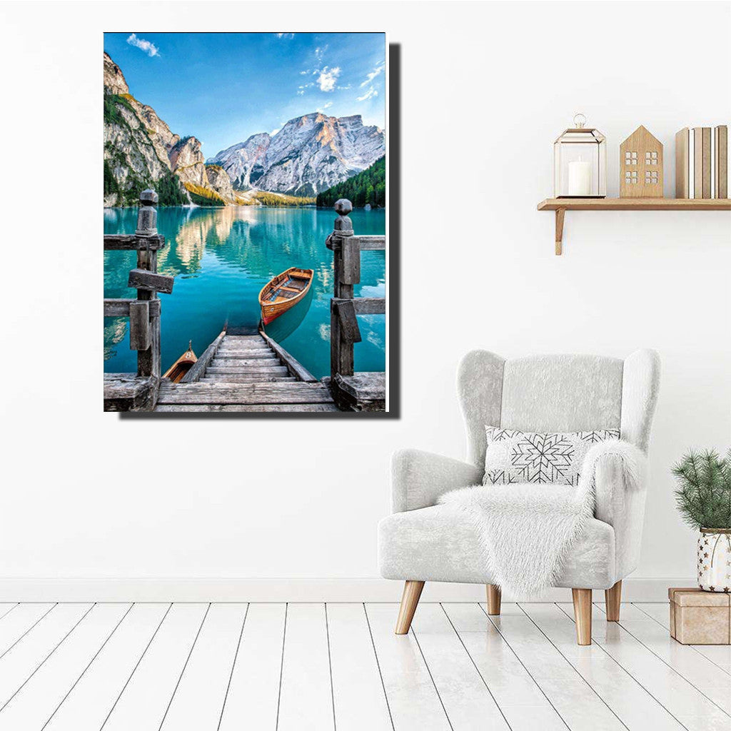 5D Full Diamond Painting Embroidery Cross Stitch Craft Kit Art Home Decors Blue Lake Scenic Seaside DIY Gifts 30*40CM