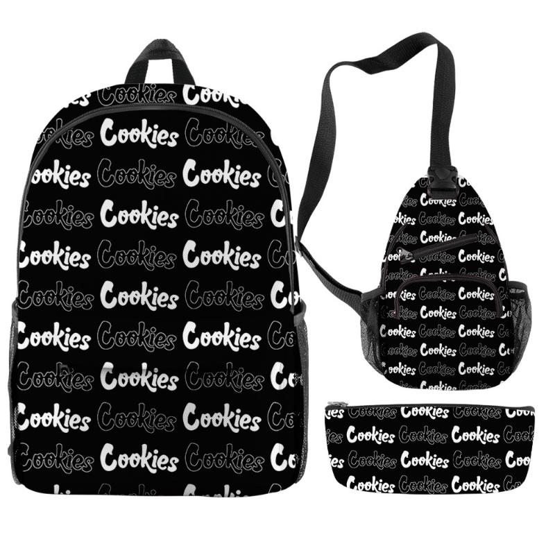 Cookies Backpack Bags 3 Piece Set Women Men Casual Fashion Teenager Boys Girls School Oxford Waterproof Travel