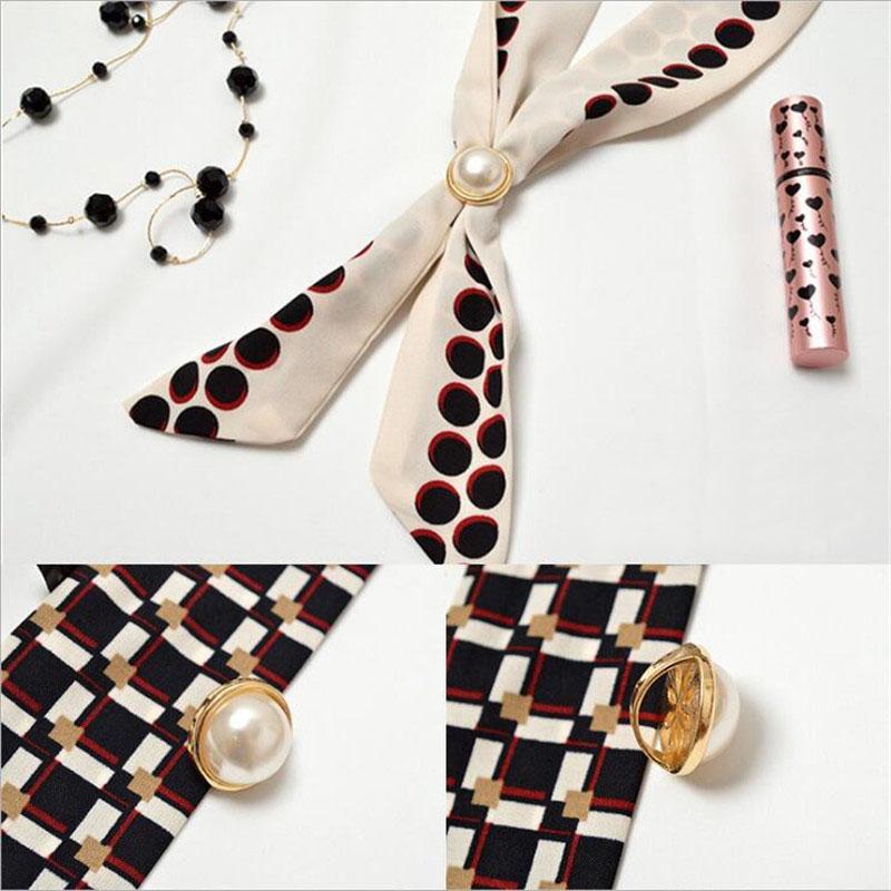 Scarf Design Print Women Dot Striped Patchwork Silk Four Seasons Head Brand Small Tie Bag Handle Ribbons Scarves Shawl