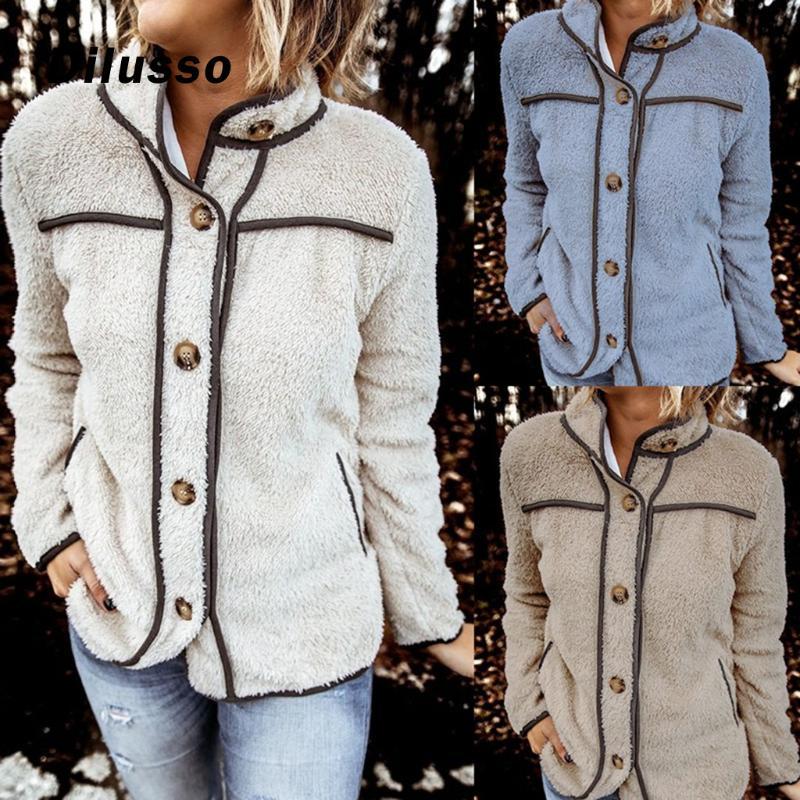 Women&#039;s Jackets Women Winter Coats Fashion Long Sleeve Up Faux Shearling Shaggy Coat Jacket Pockets Outerwear Autumn Female Button