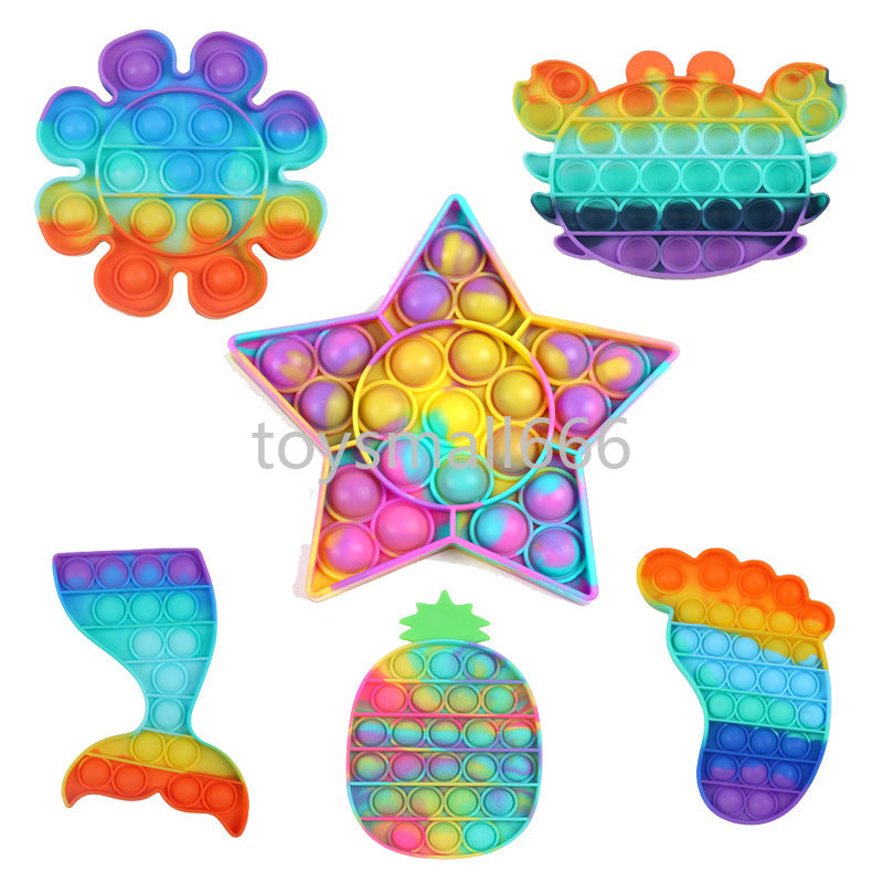 Rainbow Pressed Fidget Toys Push Bubble Sensory Squishy Stress Reliever Autism Needs Anti-stress Toys for Adult Children