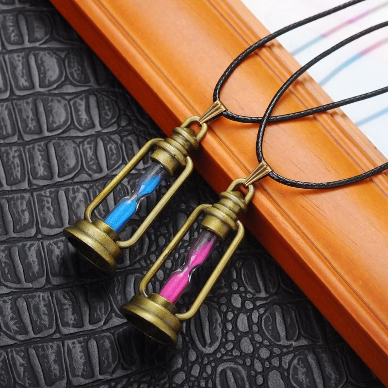 Pendant Necklaces 2 Color Hourglass Time Necklace Geometry Size 4.4*1.6cm Big Long Glass Pendants Jewelry Men Choker Charm Women Girl Gift