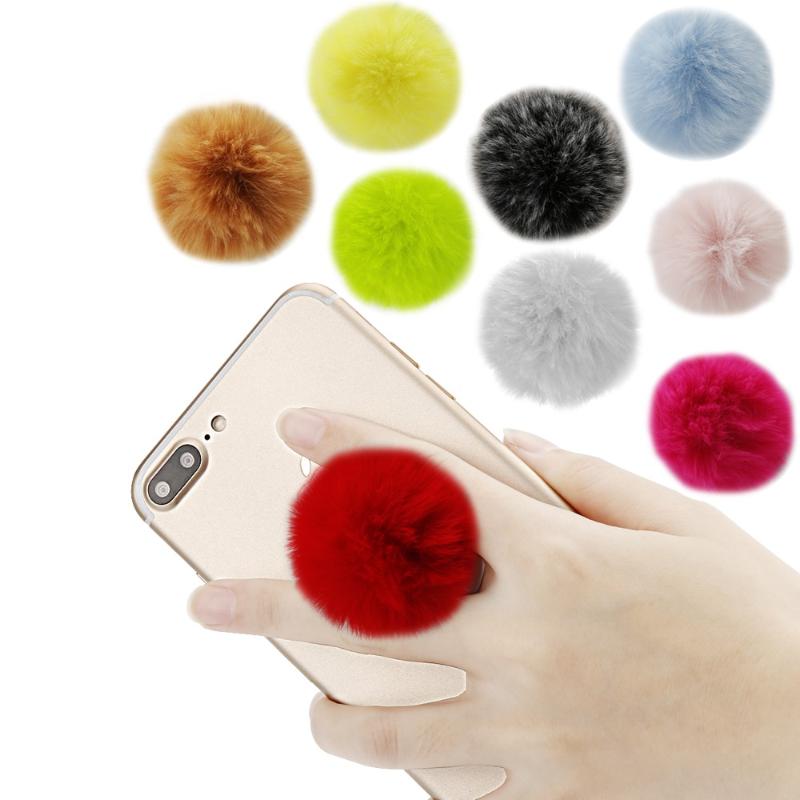 Cell Phone Mounts & Holders 50pcs Universal Fur Ball Cute Mobile Socket Stand Bracket Expanding And Grip Holder For Oneplus