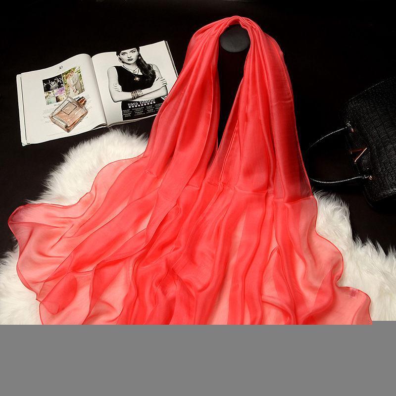 Bandanas 100% Silk Scarf Female Summer Sunscreen Shawls Silkworm Woman Scarves Oversized Long Style Beach Shawl Wraps 110CS