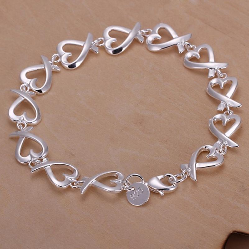Link, Chain For Women Wedding Lady Cute Noble Pretty Silver Color Jewelry Fashion Bracelets Nice Link Gifts H177