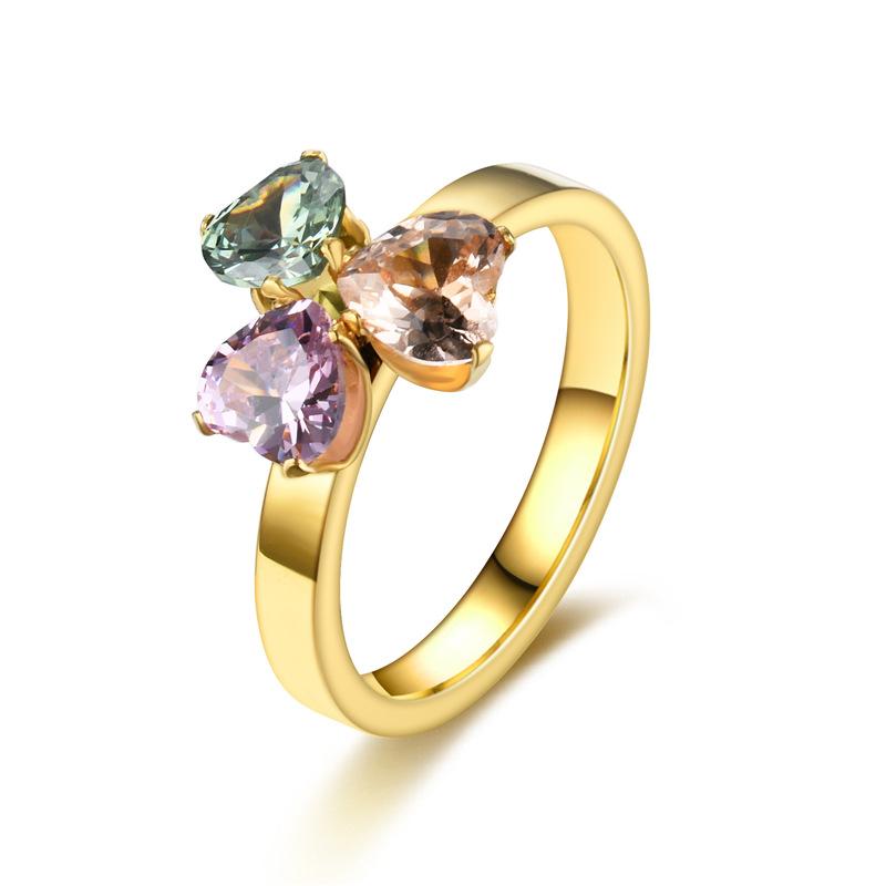 Wedding Rings VOERYNT 2021 Luxury Fashion Stainless Steel Love Heart Zircon Engagement Band Eternity Gold Ring For Women Gift SY01