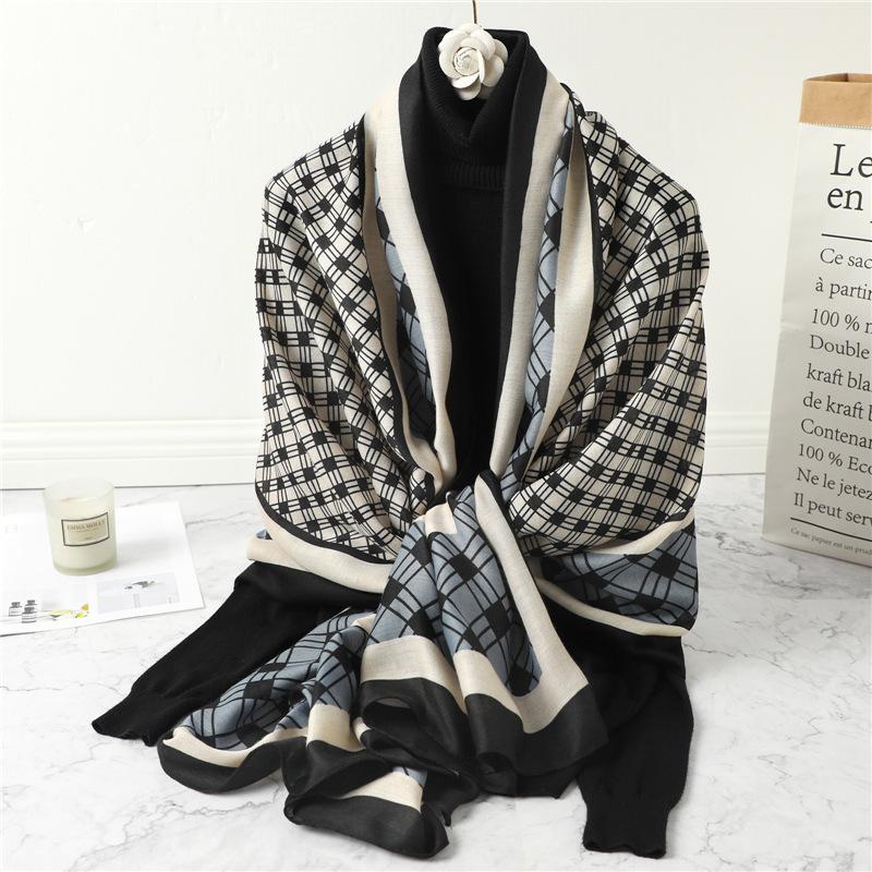 Scarves Women&#039;s Bohemian Soft Blanket Oversized Fringed Plaid Scarf Shawl Geometric Print Winter Warm