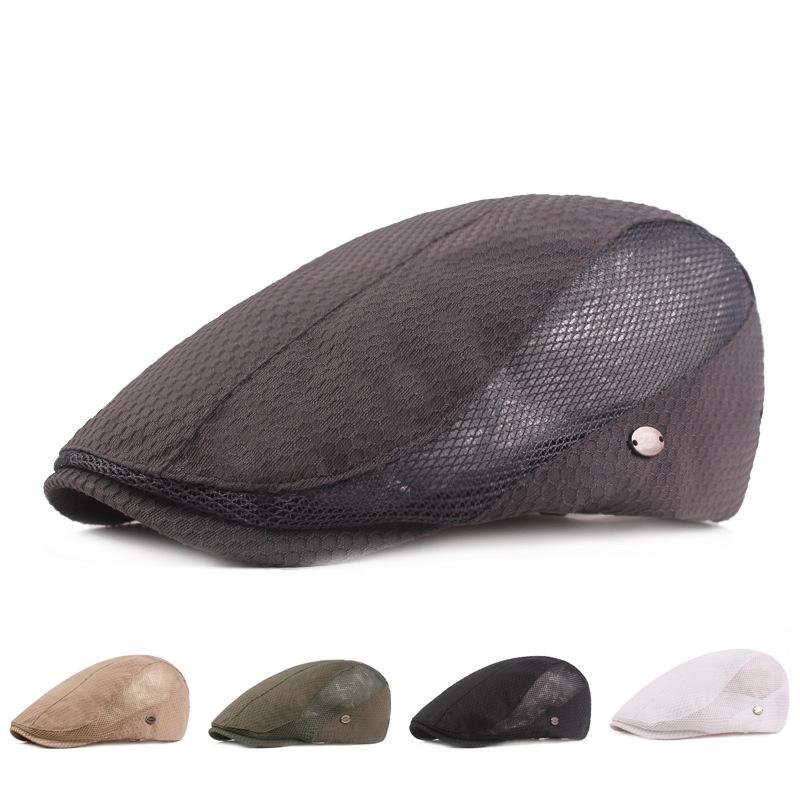 Berets Spring Men&#039;s Hat Men Women Mesh Summer Style Caps Cotton Gatsby Cap Ivy Golf Driving Sun Flat Cabbie Peaky Blinders