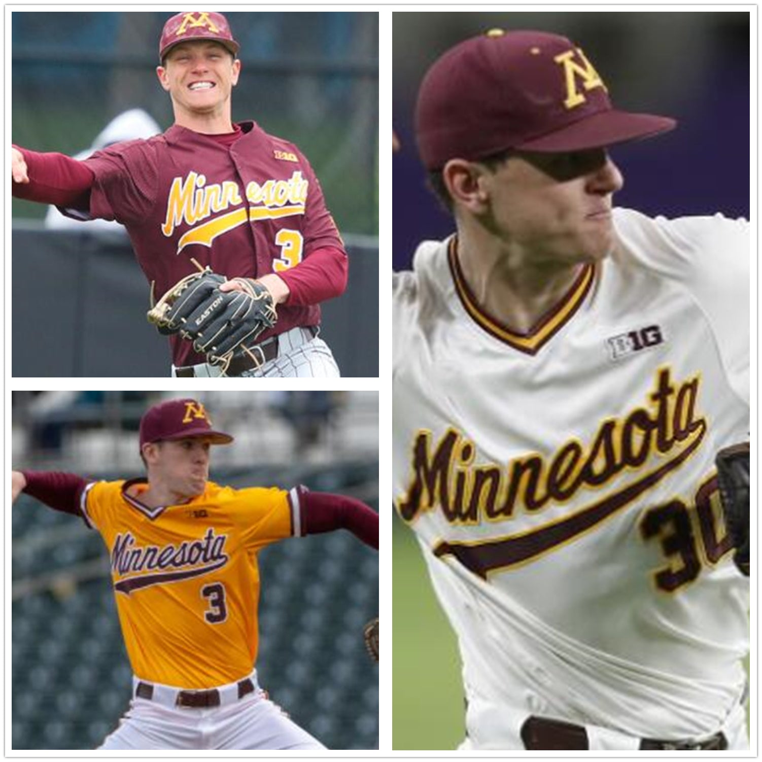 Minnesota Golden Gophers Baseball 23 Max Meyer 2 Zack Raabe 16 Easton Bertrand 30 Jack Wassel Custom Any Name Number Men Youth Kid Jersey