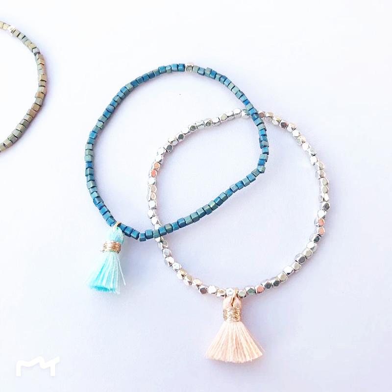Beaded, Strands Pure Geometrical Beads Cute Tassel Stretch Couple Bracelet Bileklik Bracelets For Women Valentines Day Gift Friendship Jewel