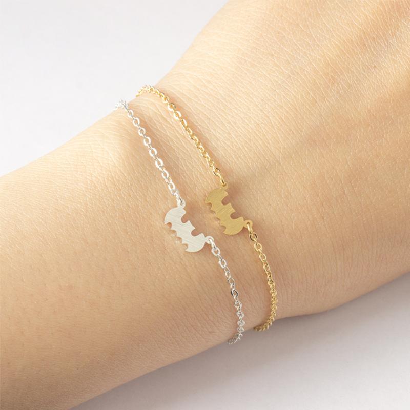 Link, Chain Silver Stainless Steel Bat Bracelets Bangles For Women Gold Charm Jewelry Girl Birthday Gift Bijoux Femme BFF