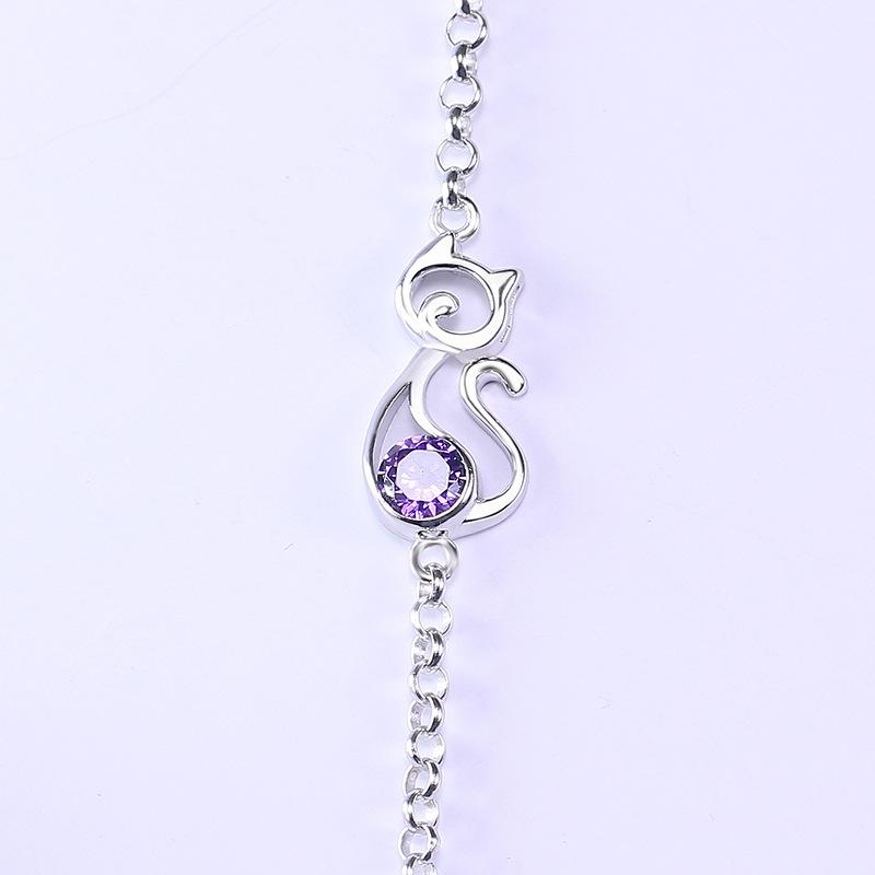 Link, Chain Guanming Silver Sterling Cat Bracelet Personality Student Sen Hand Jewelry S925 To Send Lover Gift