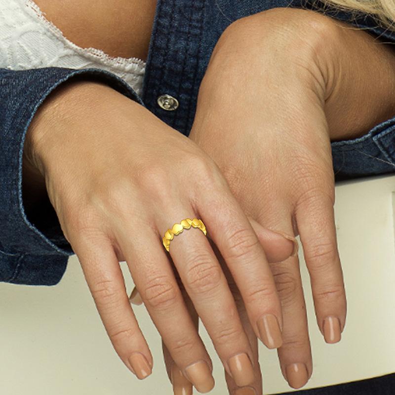 Cluster Rings Titanium Steel Heart Shape Finger For Women Charm Jewelry Gift Gold Silver Color