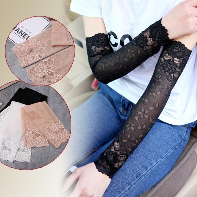 Five Fingers Gloves Thin Lace Wrist Sleeves Section Scars Covering Arm Fake Women&#039;s Driving Tattoo Sunscreen Wraps Long J9F2