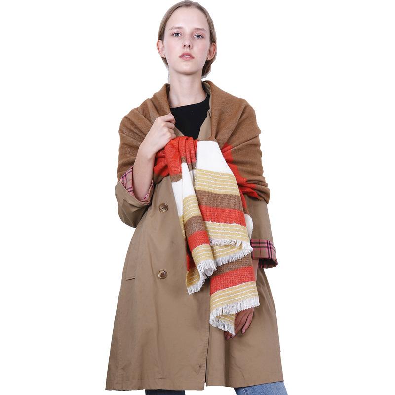 Scarves Thick Winter Scarf For Women Warm Tassels Plaid Solid Shawls Wraps Blanket Ladies Long Cashmere Luxury Designer