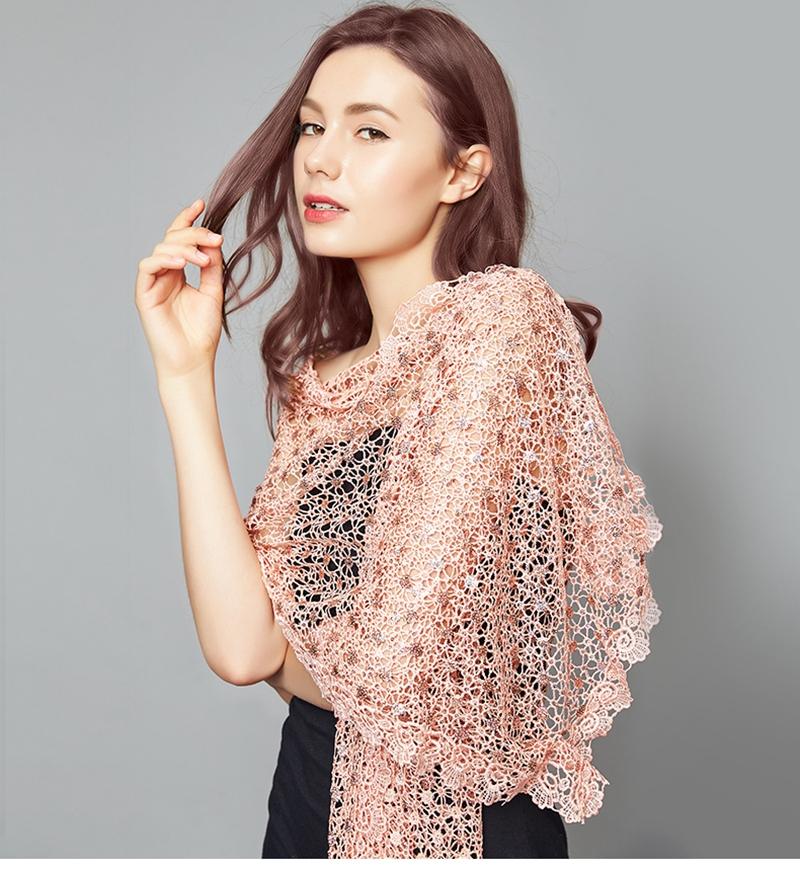 Scarves Cheongsam Shawls Women Lace Hollowing Sequins Embroidery Shawl And Scarf All-Match Ladies Evening Wedding Tippet