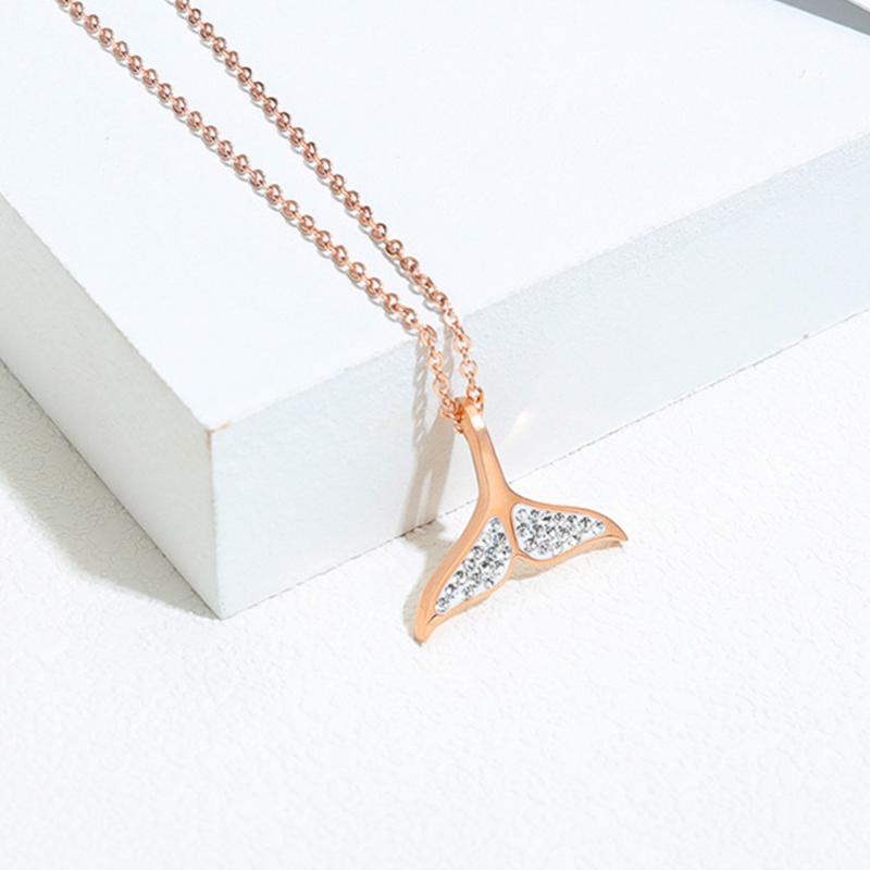 Pendant Necklaces Stainless Steel Women Pendants Chain Fish Tail Rose Gold For Girlfriend Wife Jewelry Creativity Gift Wholesale