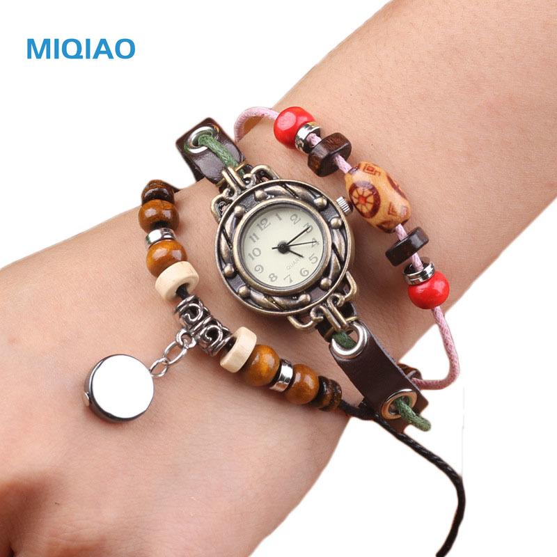 Wristwatches MIQIAO 2021 Selling Vintage Leather Wrist Watch Fashion Women Bracelet Casual Quartz Gift W138