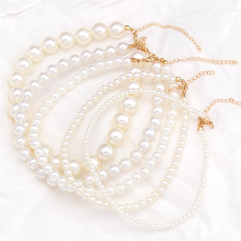 Chokers Temperament Pearl Necklace Korean Women Charm Aesthetic Imitation Neck Chain Party Jewelry Gift Size 4-14mm