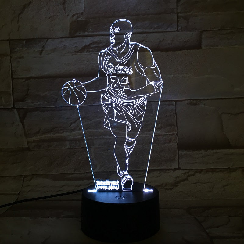 Basketball Night Light LED 3D Desk Lamp Touch Switch Nightlight Superstar Figure APP Control Room Party Decor Gift for Kids Friend
