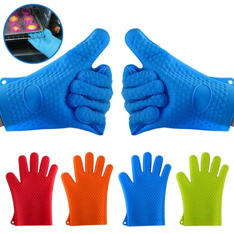 Oven Mitts Silicone Kitchen Glove Heat Resistant Thick Cooking BBQ Grill Gadgets Accessories