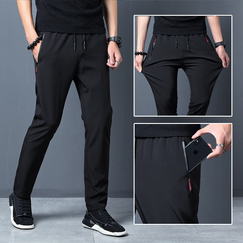 Summer 2021 Fashion Men&#039;s Casual Pants Slim Thin Korean Leggings Outdoor Quick Drying Sports Straight