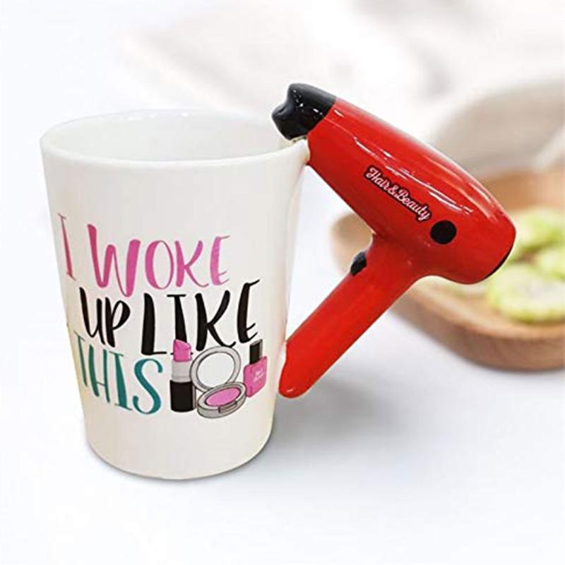 Mugs Creative Ceramic Hair Dryer Mug Salon Bathroom Decor Vanity Coffee Cup Hairdresser Girl Gift